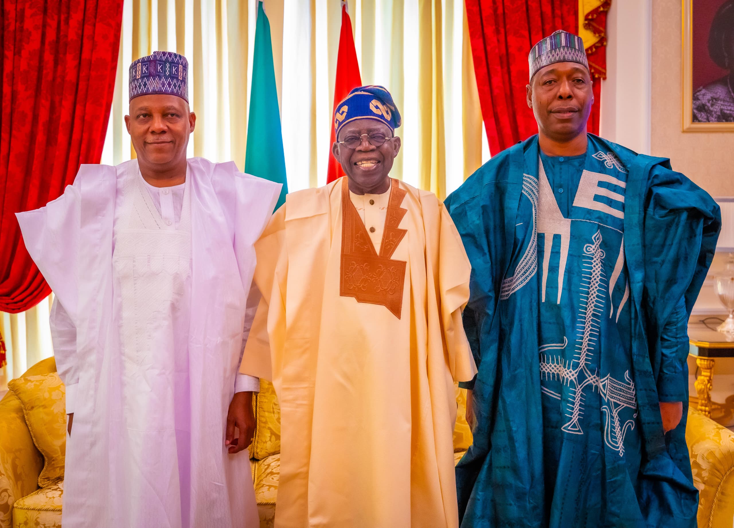 President Bola Tinubu, VP Kashim Shettima and Borno State Governor, Babagana Zulum