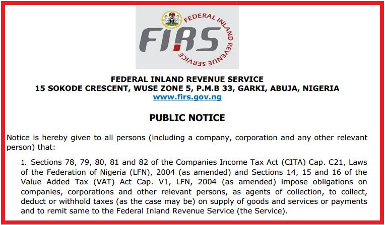 FIRS PUBLIC NOTICE