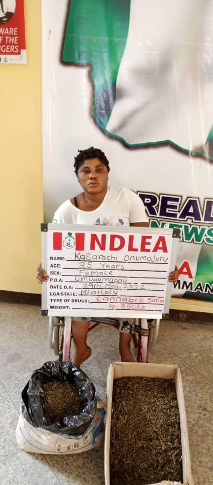 NDLEA nabs physically challenged lady for selling hard drugs in Imo 1 IMG 20220605 WA0018
