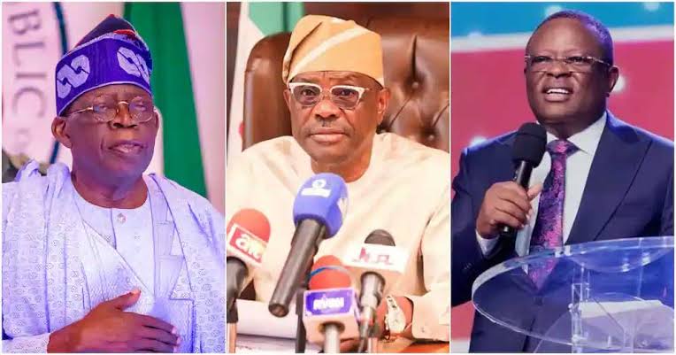 President Bola Tinubu, Former Governor Nyesom Wike and Sen. David Umahi
