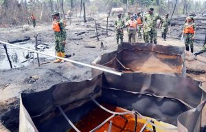 Navy destroys illegal refinery