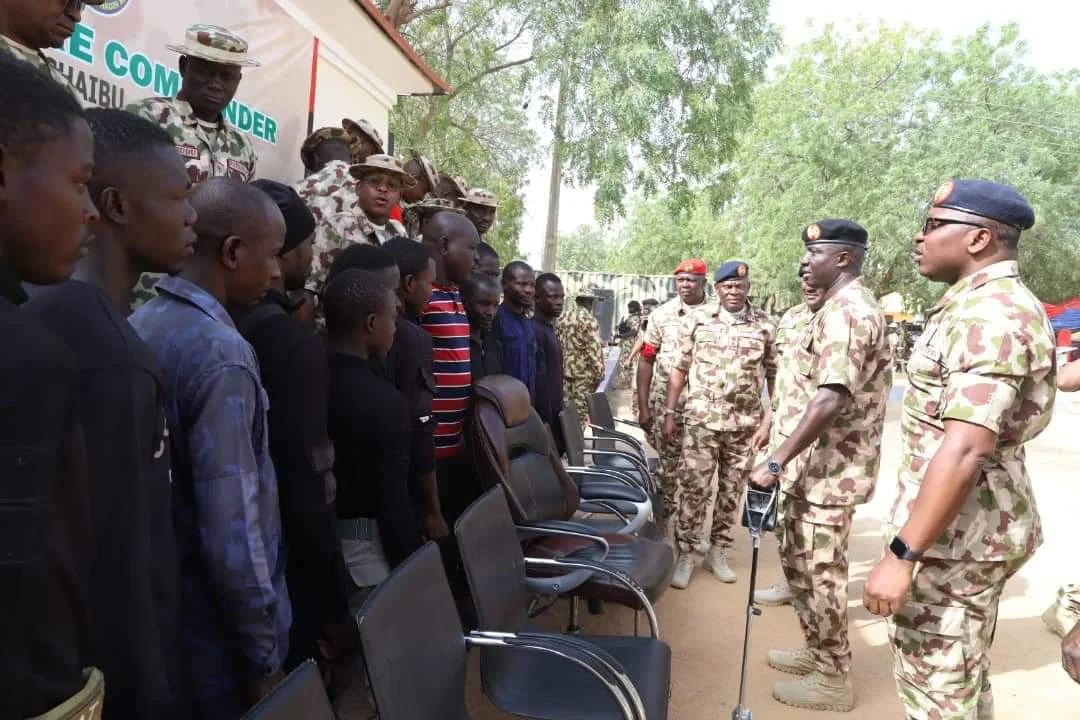 Theatre Commander, Maj. Gen. Waidi Shuaibu, during an IED awareness and detection training for the Civilian JTF in Maiduguri