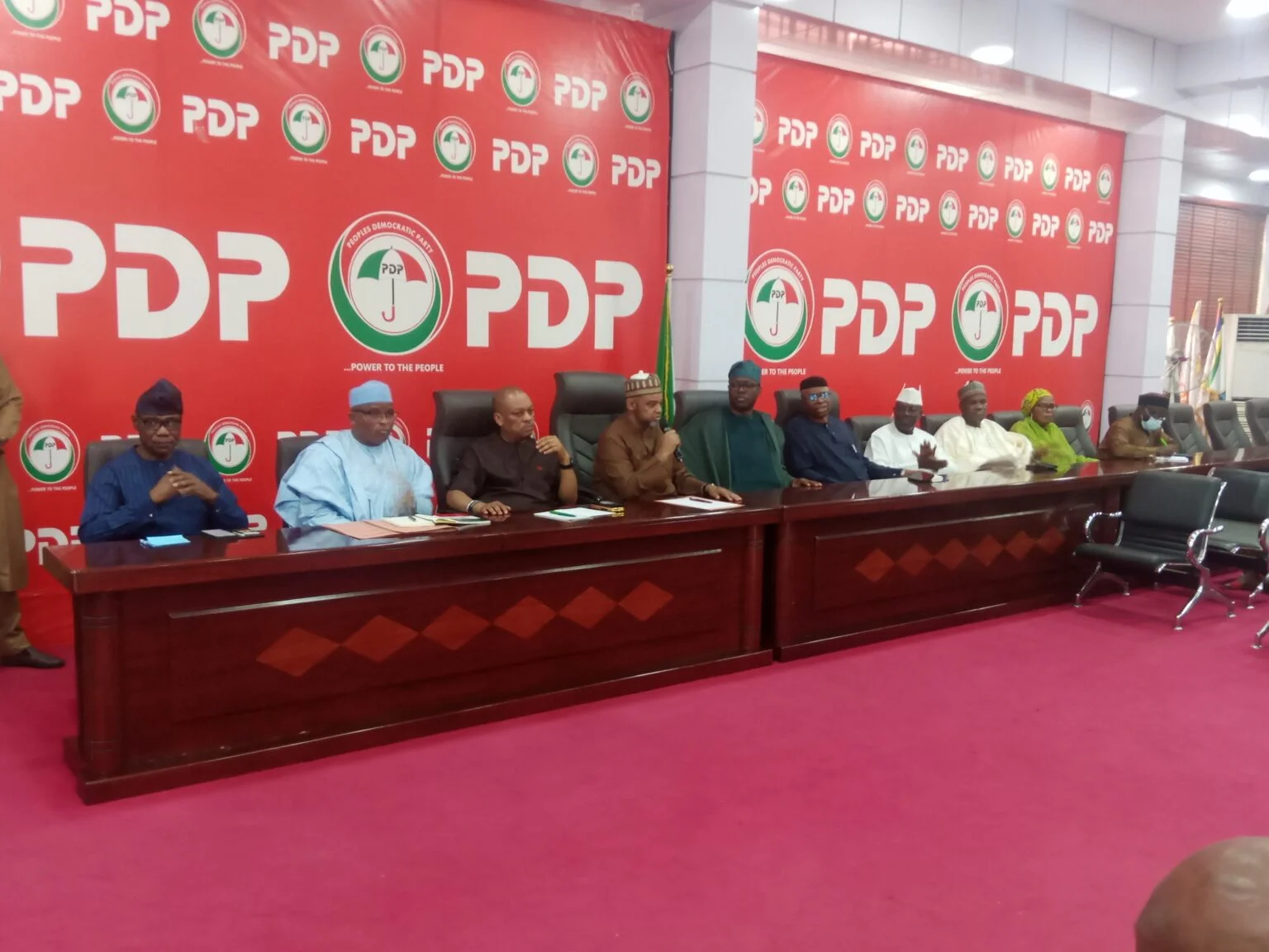 Meeting between members of PDP National Working Committee (NWC) and stakeholders from Ondo State at its National Secretariat, Abuja