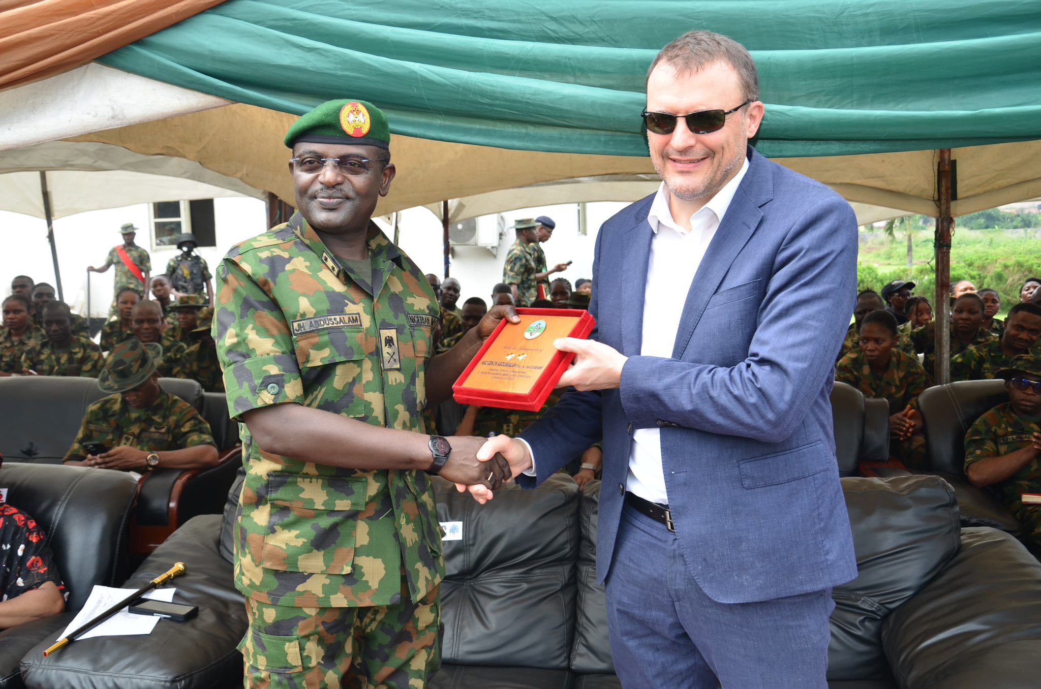 GOC, Major General Jamal Abdussalam and Deputy Managing Director (DMD), Joint Ventures Asset, TotalEnergies E and P, Mr Guillaume Dulout