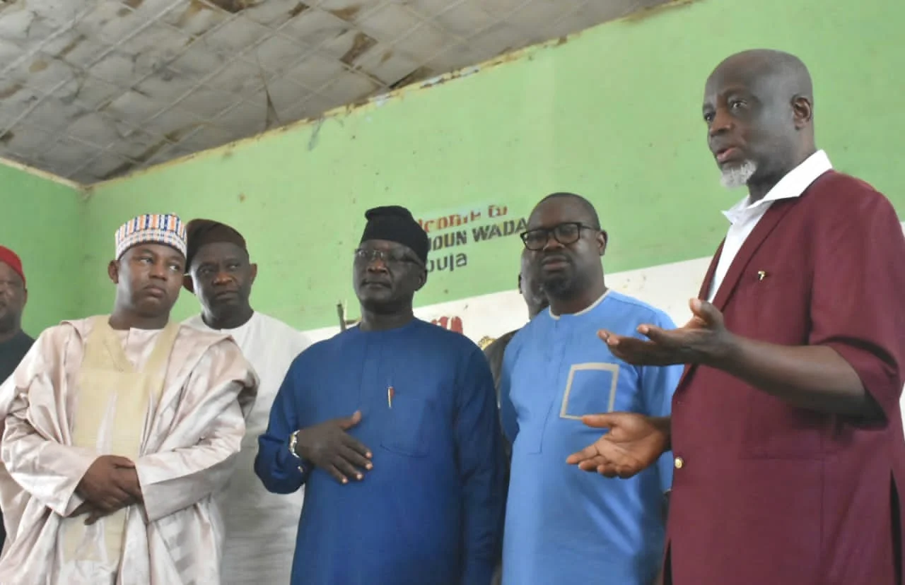 Chairman, Senate Committee on tertiary institutions and TETFund, Sen. Muntari Dandutse, JAMB Registrar, Prof Ishaq Oloyede, during an ongoing monitoring of the 2024 UTME in Abuja on Tuesday.