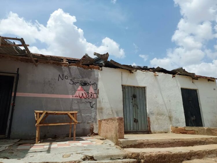 Rainstorms destroy over 50 houses, shops in Jos South 1 One of the destroyed buildings near NAF barrack, Jos