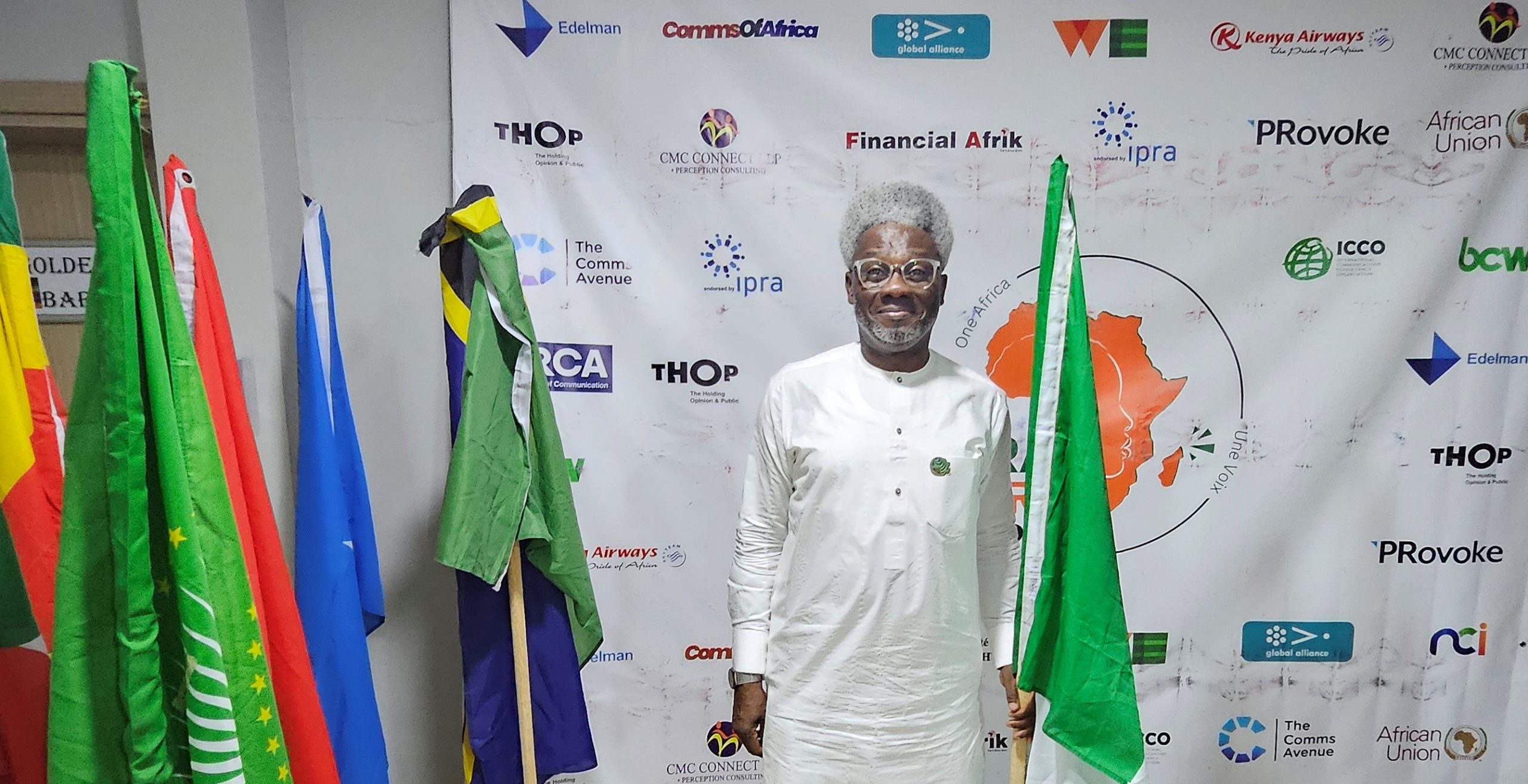 Dr. Omoniyi Ibietan, newly-elected Secretary-General of African Public Relations Association (APRA) during the event in Abidjan.