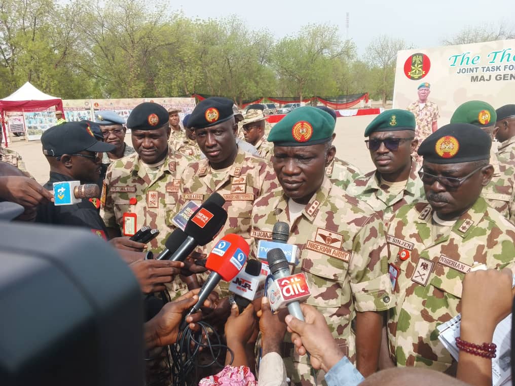 COAS Taoreed Lagbaja addressing newsmen in Maiduguri