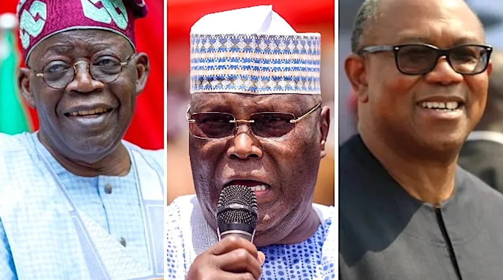 President Bola Tinubu, Atiku Abubakar and Peter Obi