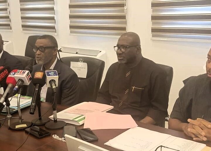 FCTA Director of Land, Mr Chijioke Nwankwoeze, addressing newsmen after the FCT Executive Committee meeting, chaired by the Minister, Mr Nyesom Wike.