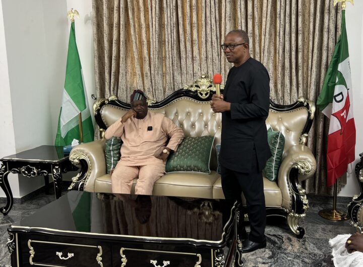 Peter Obi during a condolence visit to Plateau State Governor, Caleb Mutfwang