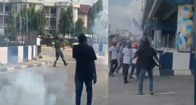 police fire teargas at protesters