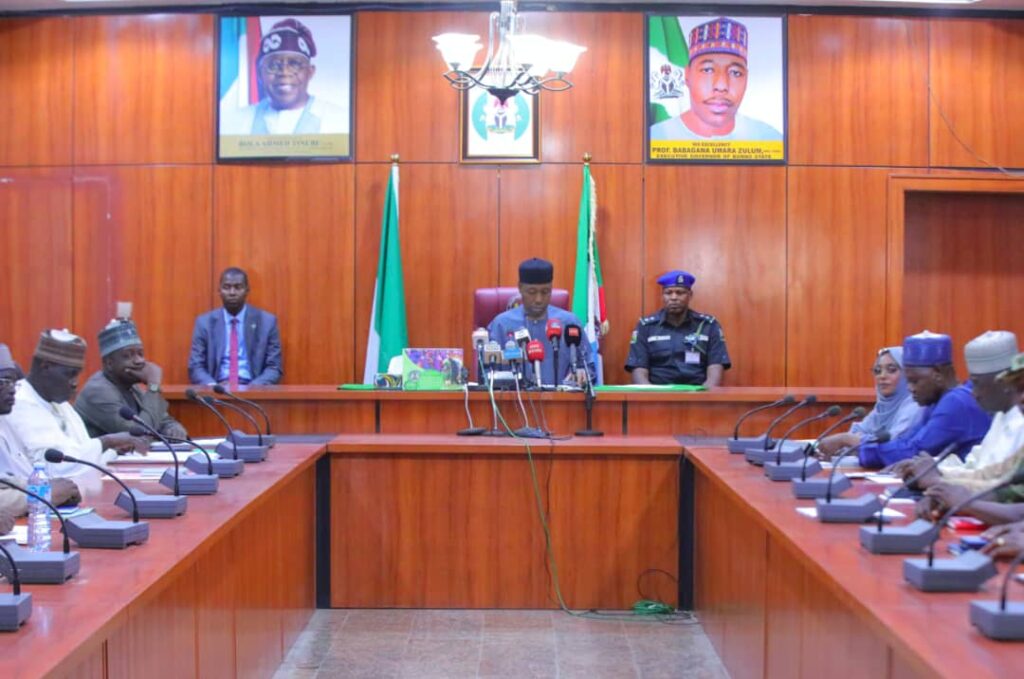 Zulum inaugurates committee to curb social vices in Borno 1 Borno State Governor, Prof. Babagana Zulum in a meeting with members of the reconstituted committee at the Government House, Maiduguri