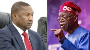 Former AGF Abubakar Malami and President Bola Tinubu