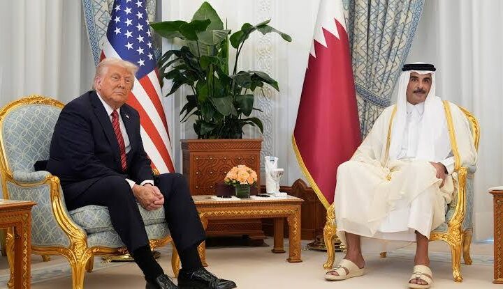 U.S President, Donald Trump and Qatar’s Emir Sheikh Tamim bin Hamad Al Thani