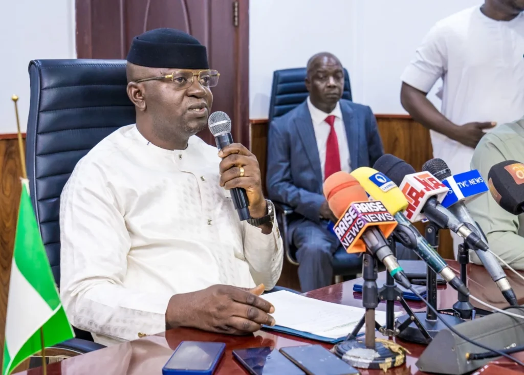 Minister of Water Resources and Sanitation, Prof. Joseph Utsev, addressing newsmen in Abuja