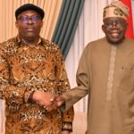Suspended Rivers State Governor, Siminalayi Fubara and President Bola Tinubu after the peace talk in Abuja