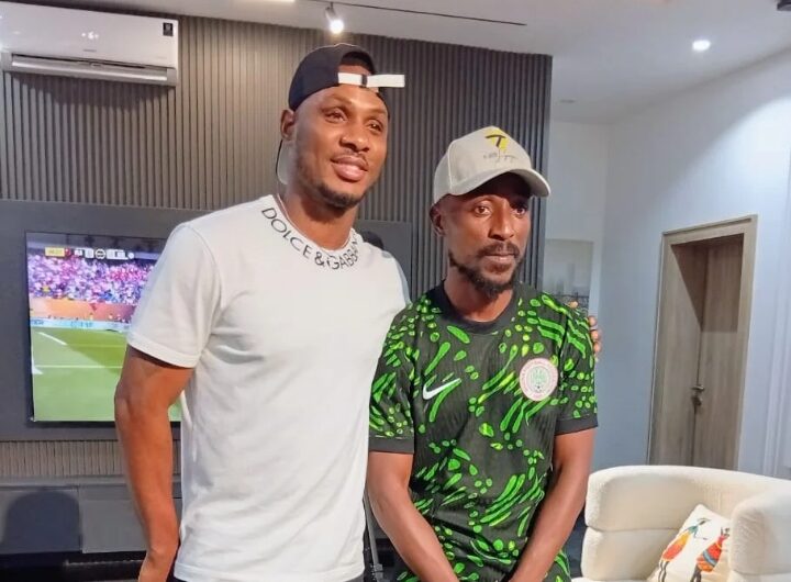 Nigerian barber Joshua Aiyenuro, popularly known as T-Jos, and Super Eagles star Odion Ighalo