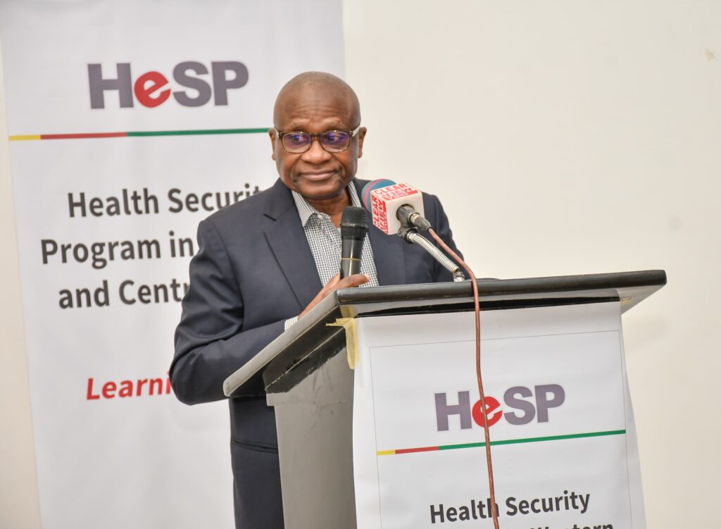 Director General of the Nigeria Centre for Disease Control (NCDC), Dr. Jide Idris, speaking during the Health Security Program (HeSP) Learning Event on Tuesday in Abuja.
