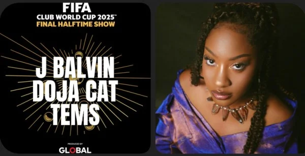 Tems, is set to headline the inaugural FIFA Club World Cup final halftime show alongside J Balvin and Doja Cat.