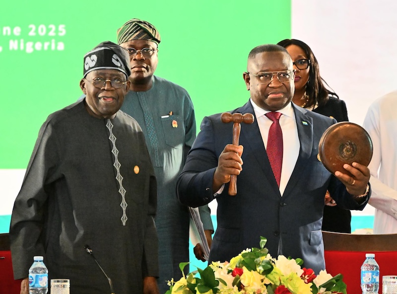 Tinubu hands over ECOWAS leadership to Sierra Leone's President Maada Bio, calls for vigilance, unity, and inclusive growth 2 Nigerian President, Bola Tinubu handing and the new ECOWAS Chairman, Sierra Leone's President, Maada Bio
