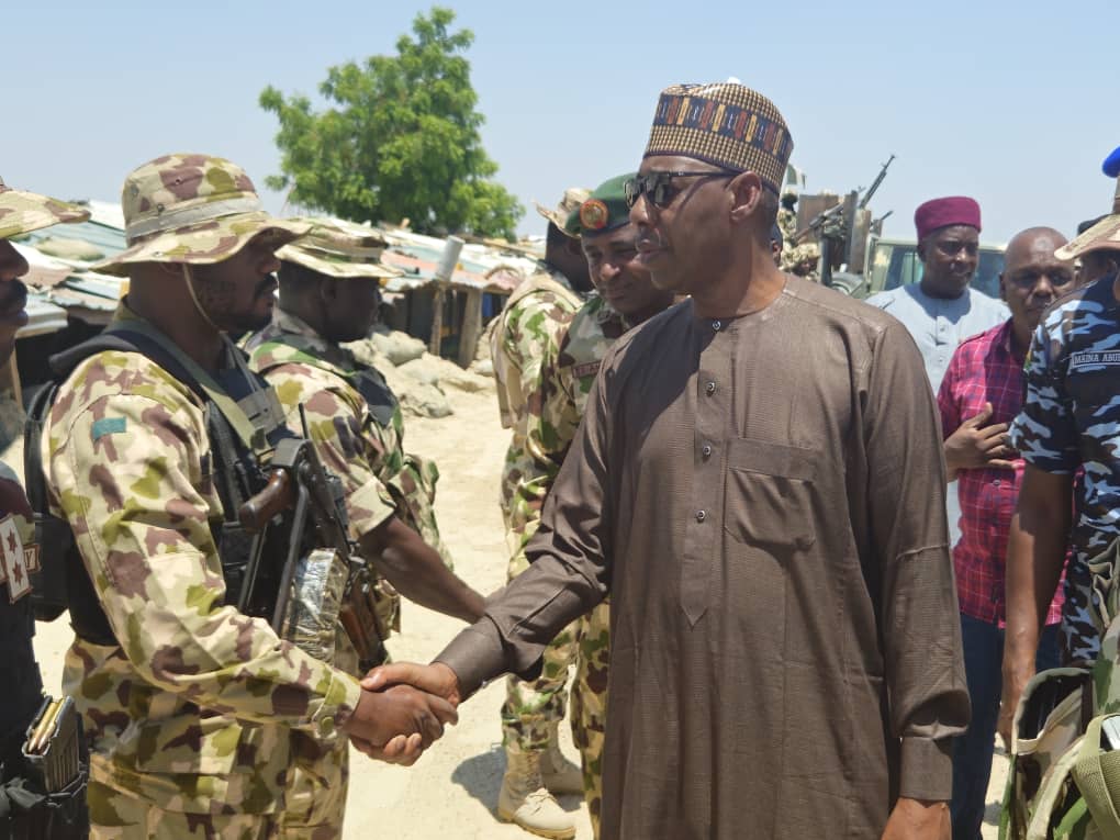 In Malam-Fatori, Governor Zulum meets soldiers, returnees 3 Borno State Governor, Babagana Zulum interfacing with military troops of 68 battalion headquarters in Malam-Fatori