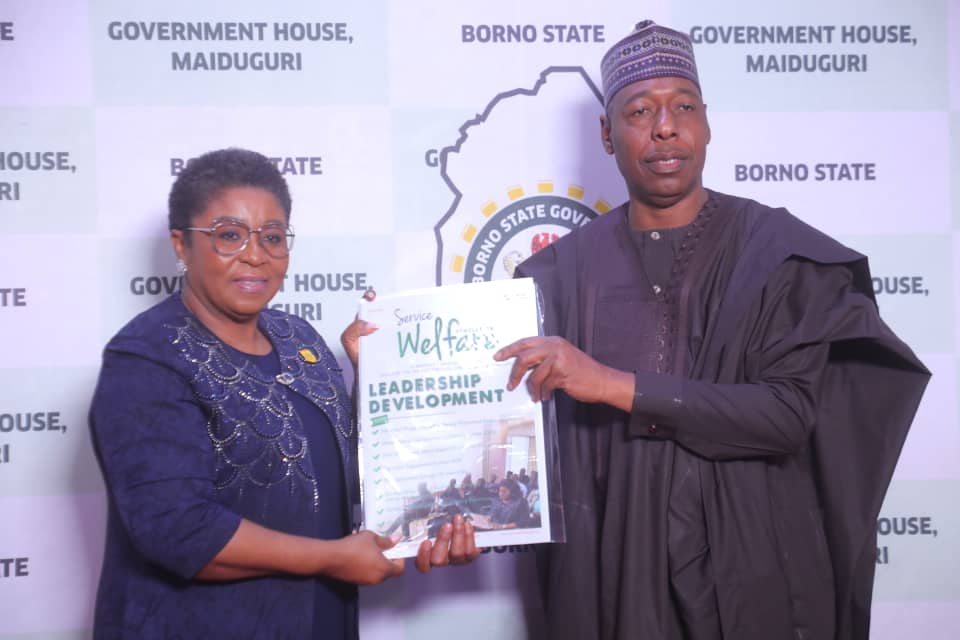Zulum pledges to key into FG's digital innovation initiative for enhanced civil service operations 1 Head of Service of the Federation, Mrs Didi Esther Walson-Jack, and Borno State Governor, Babagana Zulum, during a courtesy visit at the Government House, Maiduguri.