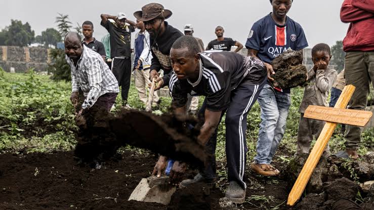 Mass burial for victims of terrorists attack in DR Congo