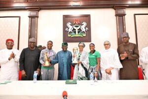 Tinubu receives Super Falcons in Abuja 4