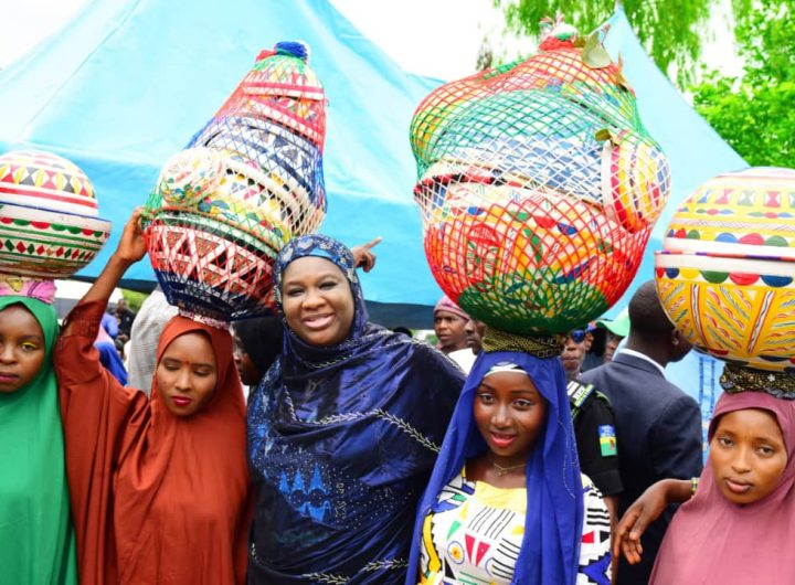 FCT Minister of State, Dr. Mariya Mahmoud in a group photograph with some Fulani ladies during the 2025 National Pasture Planting Day held at the Kawu Grazing Reserve in Bwari Area Council, Abuja.