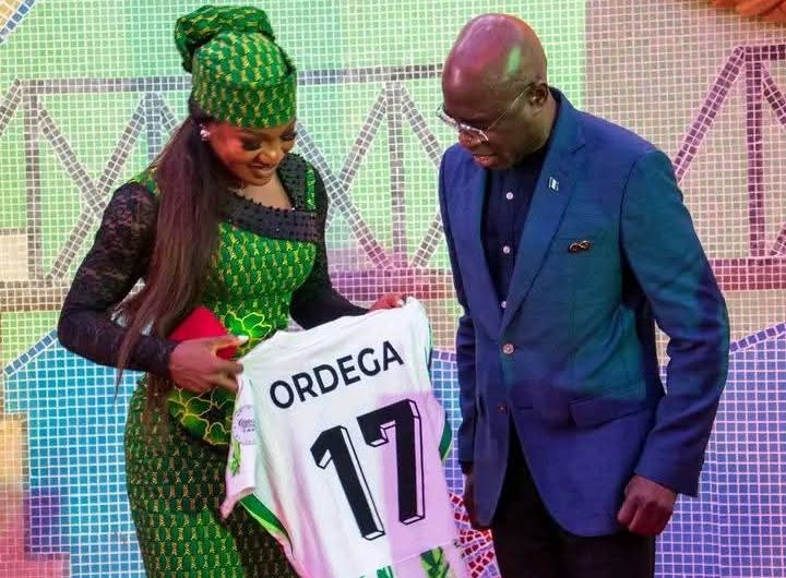 Francesca Ordega and Benue Governor Hyacinth Alia