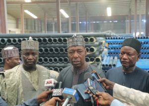 Zulum: Borno begins export of plastic materials 3 Zulum addressing the press on Thursday during an inspection tour of Borno Plastic Factory located in the new Maiduguri Industrial Area.