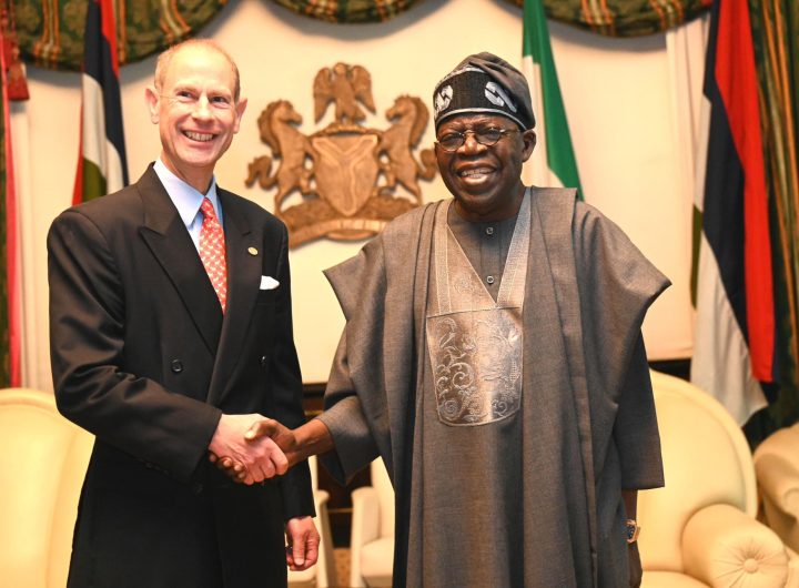 President Bola Ahmed Tinubu (right) and Duke of Edinburgh, Prince Edward during the President Tinubu audience with Prince Edward at the Presidential Villa Abuja on Monday. Photo Credit: State House