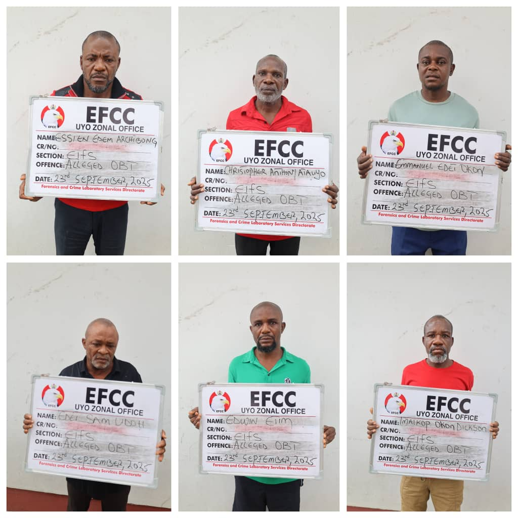EFCC arraigns 6 suspected fraudsters for land fraud in Uyo