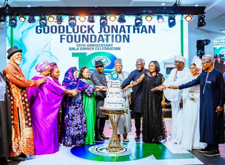 At the Goodluck Jonathan Foundation's 10th anniversary event in Abuja, President Bola Ahmed Tinubu @officialABAT, represented by Vice President Kashim Shettima @officialSKSM , joined former President Goodluck Jonathan, his wife and former First Lady, Dame Patience Jonathan, alongside other high-profile dignitaries to celebrate the foundation's achievements in promoting democracy . Photo credit: State House