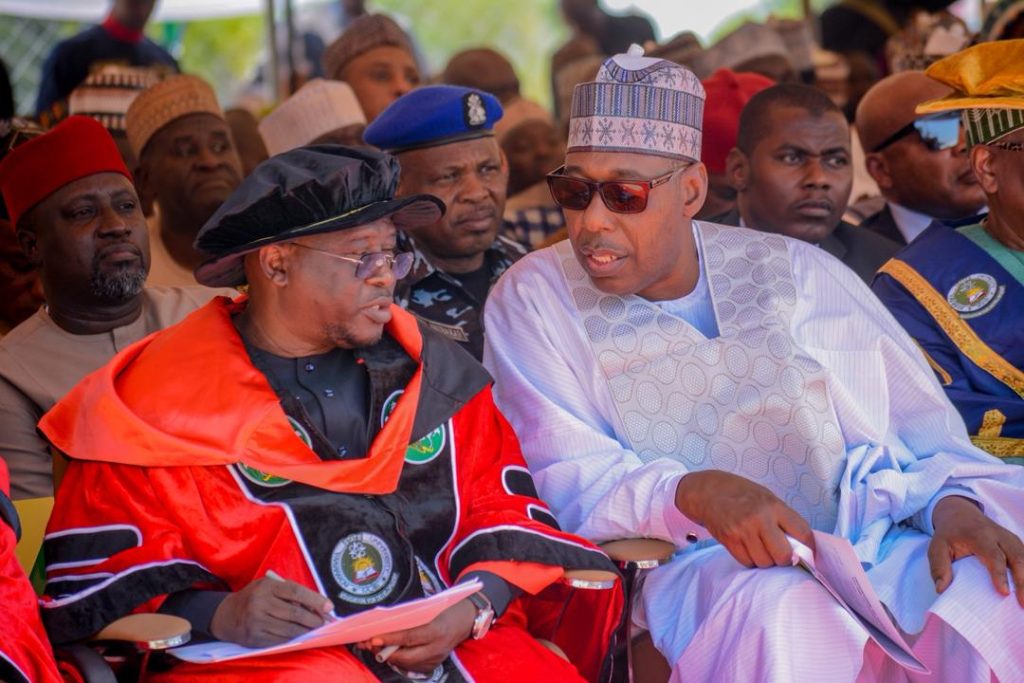 L-R: Adamawa State Governor, Ahmadu Fintiri and Borno State Governor, Babagana Zulum