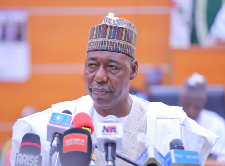 Borno State Governor, Prof. Babagana Zulum presenting the 2026 budget at the floor of the State Assembly on Monday.