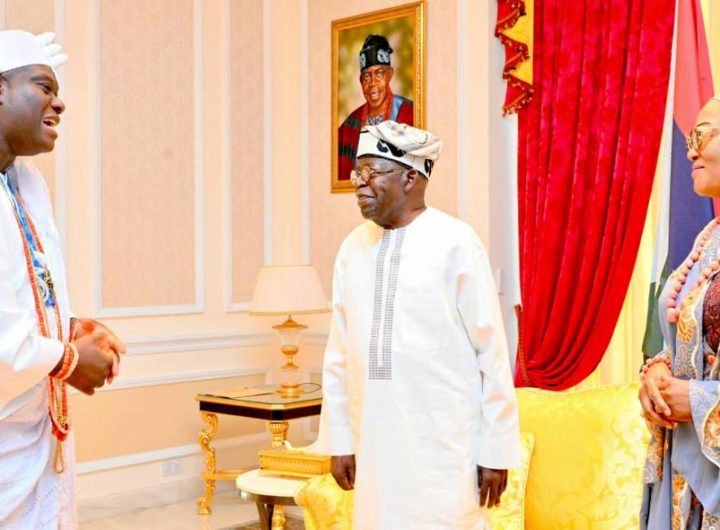 Ooni of Ife visits Tinubu, First Lady at the President's resident in Lagos on Christmas Day