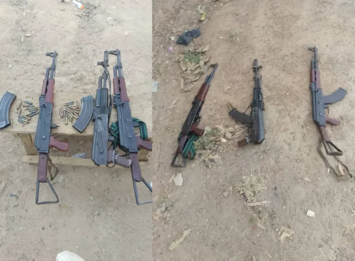 Weapons recovered from the bandits in abuja