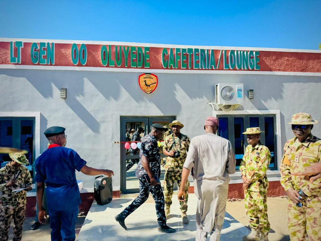 The newly renovated Officers’ Lounge and Cafeteria for personnel of Nigerian Army 3, Division ,Operation Hadin Kai, in Monguno