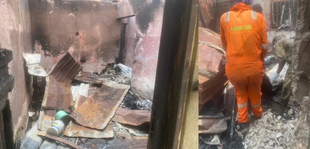 103-year old woman dies as fire razes homes, shops in Lagos 1 fire outbreak in Lagos