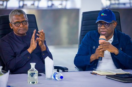 GCEO NNPC Ltd, Engr. Bashir Bayo Ojulari speaks during a facility tour of the Dangote Refinery and Petrochemical Complex in Ibeju-Lekki, Lagos, on Saturday.