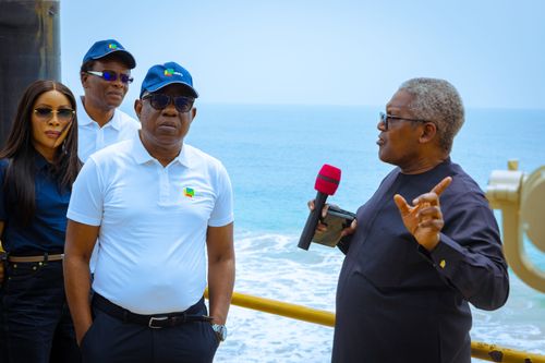GCEO NNPC Ltd, Engr. Bashir Bayo Ojulari speaks during a facility tour of the Dangote Refinery and Petrochemical Complex in Ibeju-Lekki, Lagos, on Saturday.