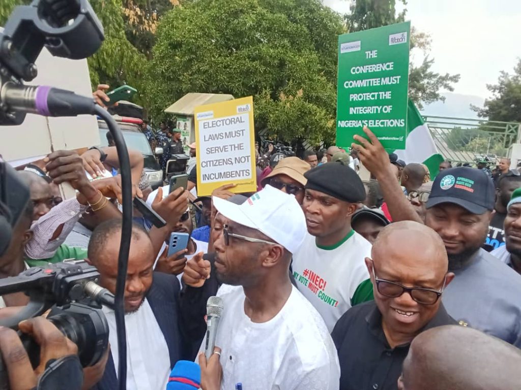 Peter Obi, protesters storm National Assembly over Electoral Act, tax law