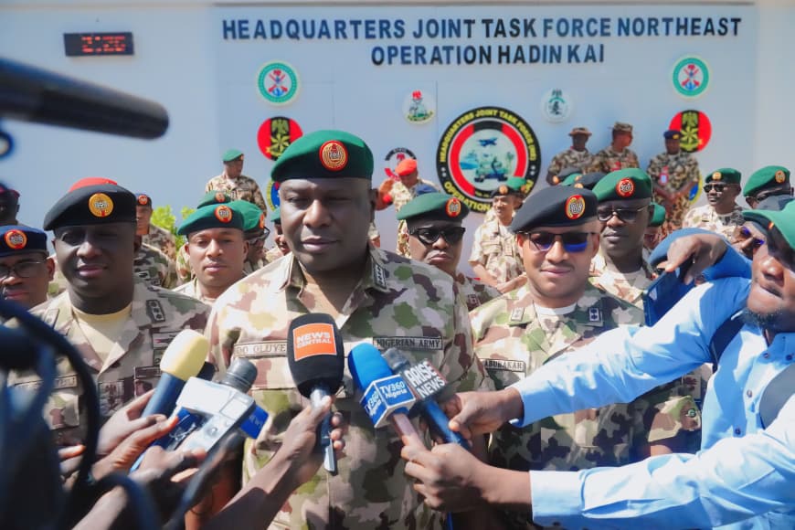 CDS, COAS in Borno commend troops, order intensified offensive against terrorists