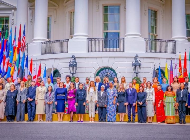 First Lady of the Federal Republic of Nigeria, Sen. Oluremi Tinubu, CON, with First Ladies of 44 nations at the Fostering the Future Together Summit, organized by US First Lady Melania Trump, held at the White House, Washington DC, on Wednesday, 25th March, 2026.