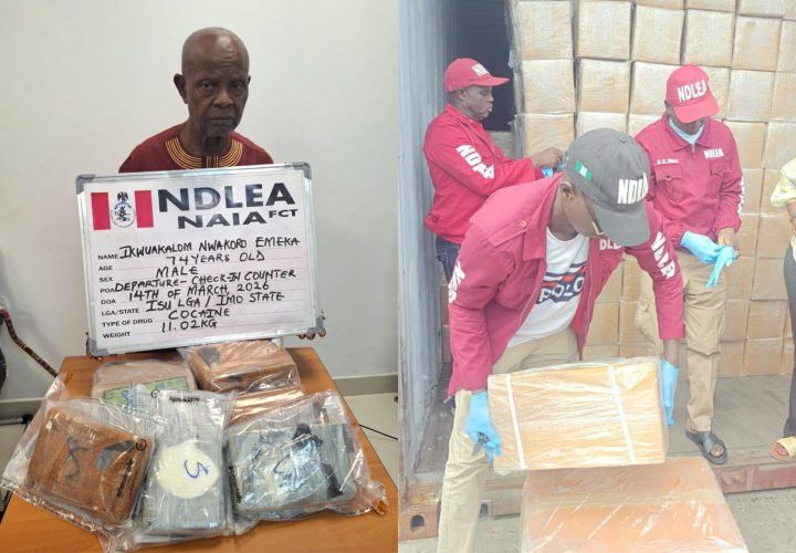 NDLEA arrests 74-year old grandpa at Abuja airport with 11kg cocaine in balloons