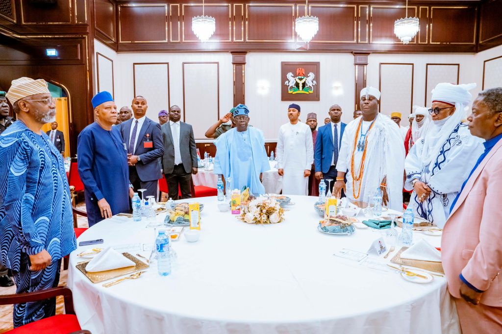 His Excellency, President Bola Ahmed Tinubu, GCFR, was joined by Vice President Kashim Shettima for Iftar with traditional and religious leaders at the State House Banquet Hall in the Presidential Villa, Abuja.