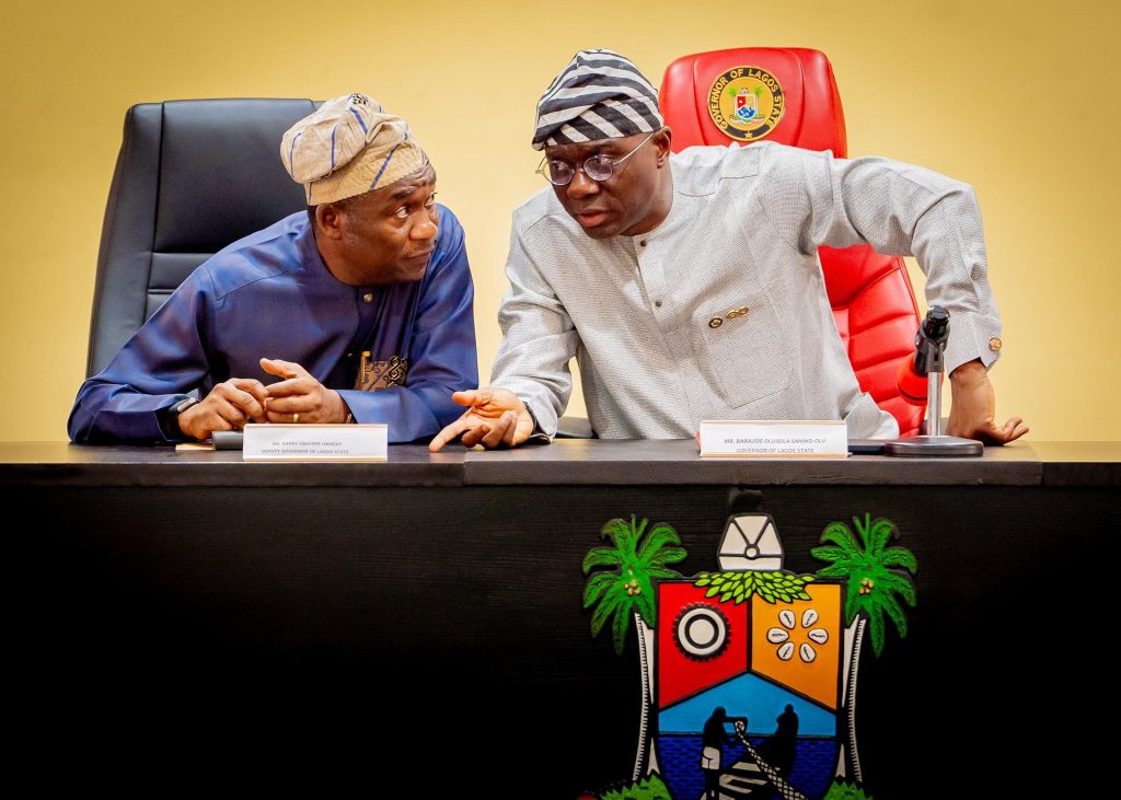 Lagos State Governor, Babajide Sanw-Olu and his Deputy, Obafemi Hamzat