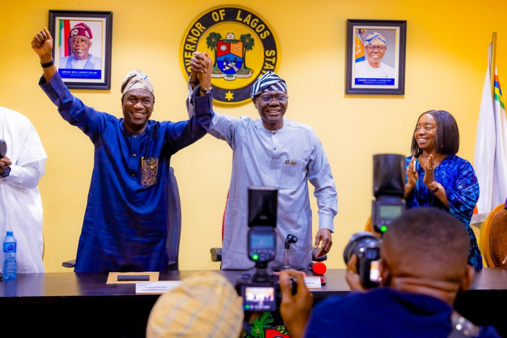 Lagos State Governor, Babajide Sanw-Olu and his Deputy, Obafemi Hamzat